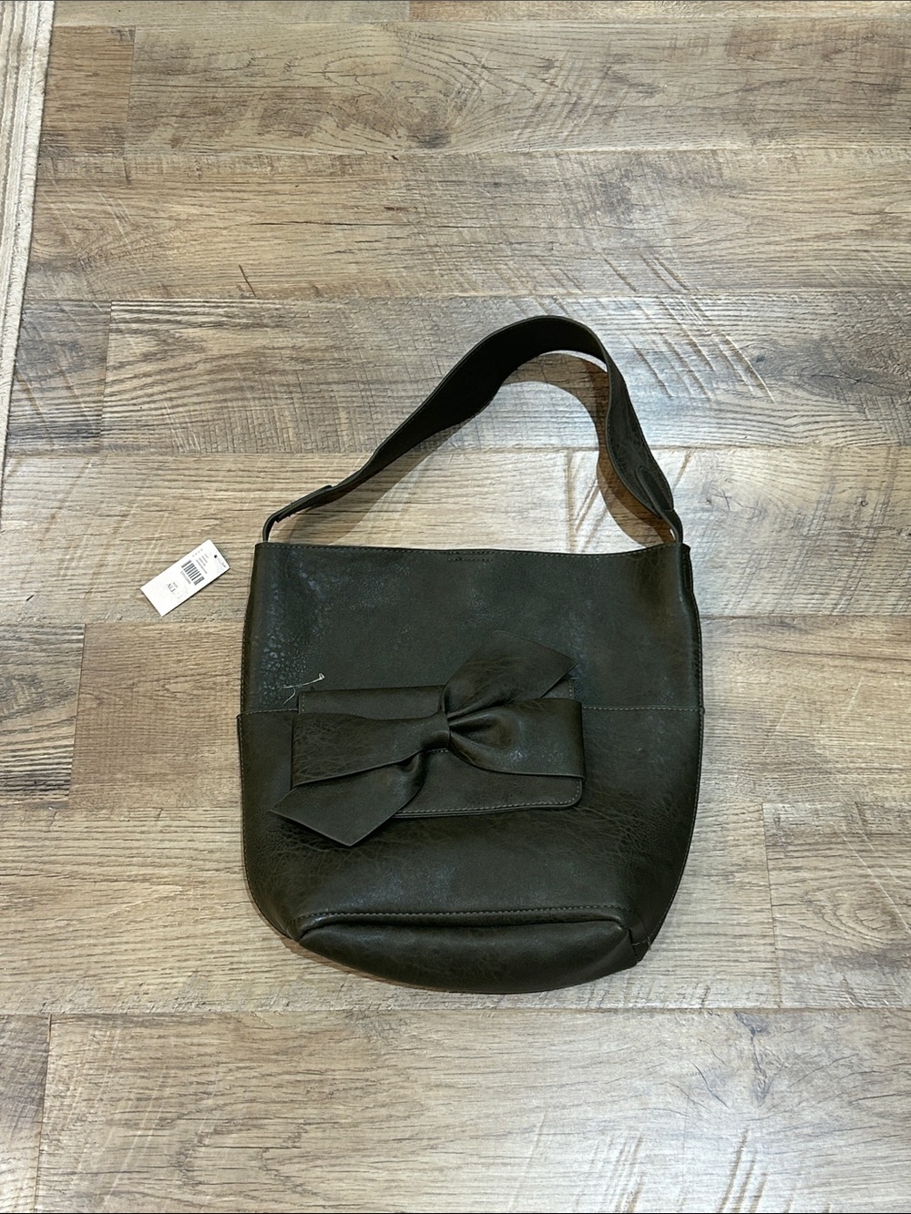 Anthropologie olive green  Shoulder Bag with Front Bow. Removal bow wallet